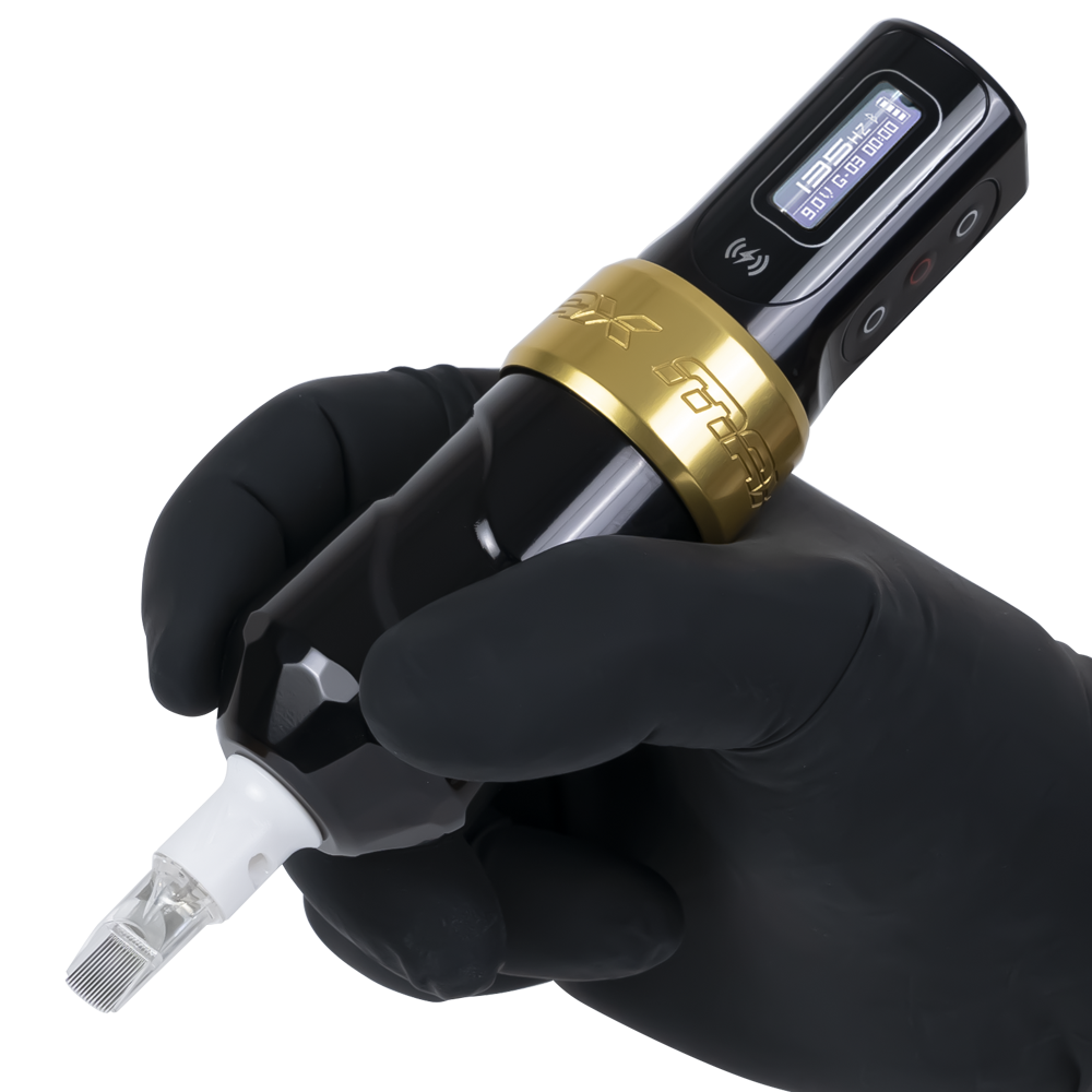 Flux Max Gold w/ 2 PowerBolts II - FK Irons - Precision Tattoo Machines