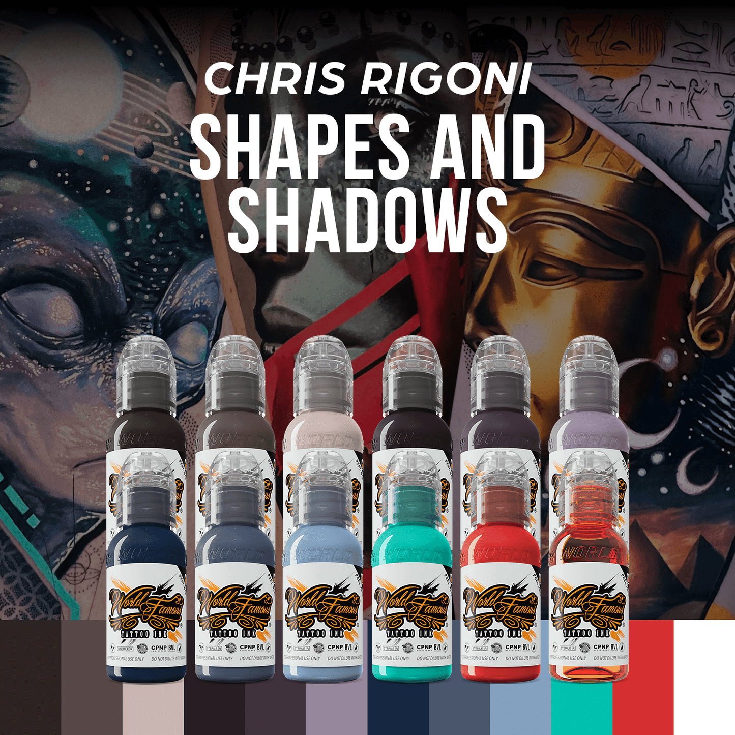 Chris Rigoni Shapes & Shadows 12 Bottle Tattoo Ink Set
